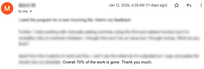 Screenshot of the email